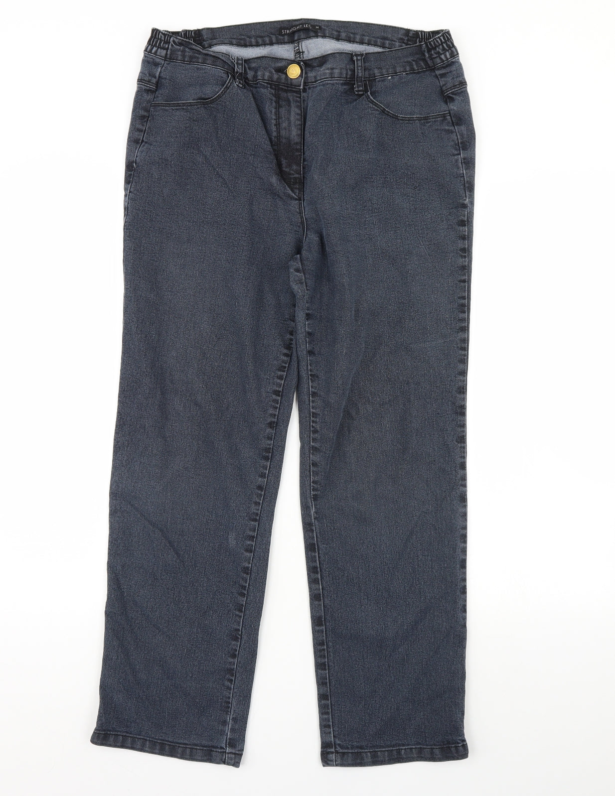 Preworn Womens Blue  Denim Straight Jeans Size 14 L28 in