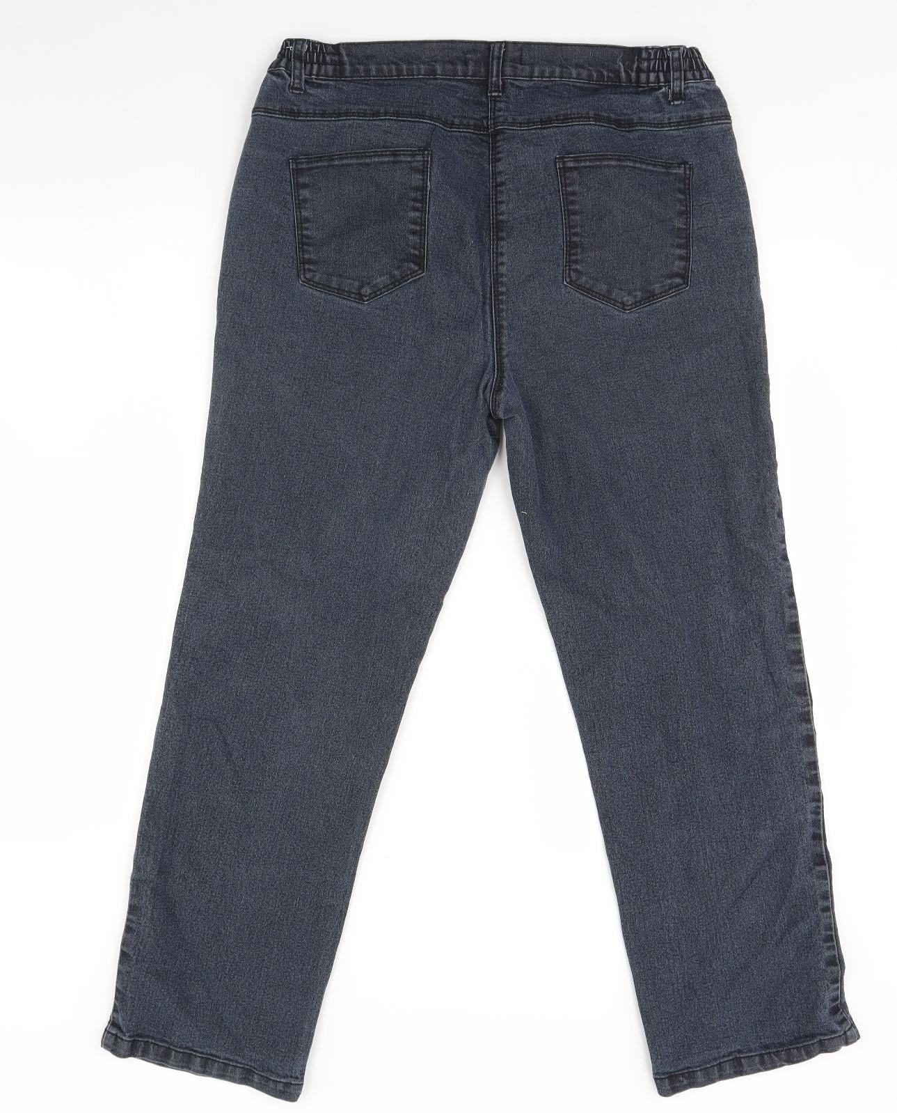 Preworn Womens Blue  Denim Straight Jeans Size 14 L28 in