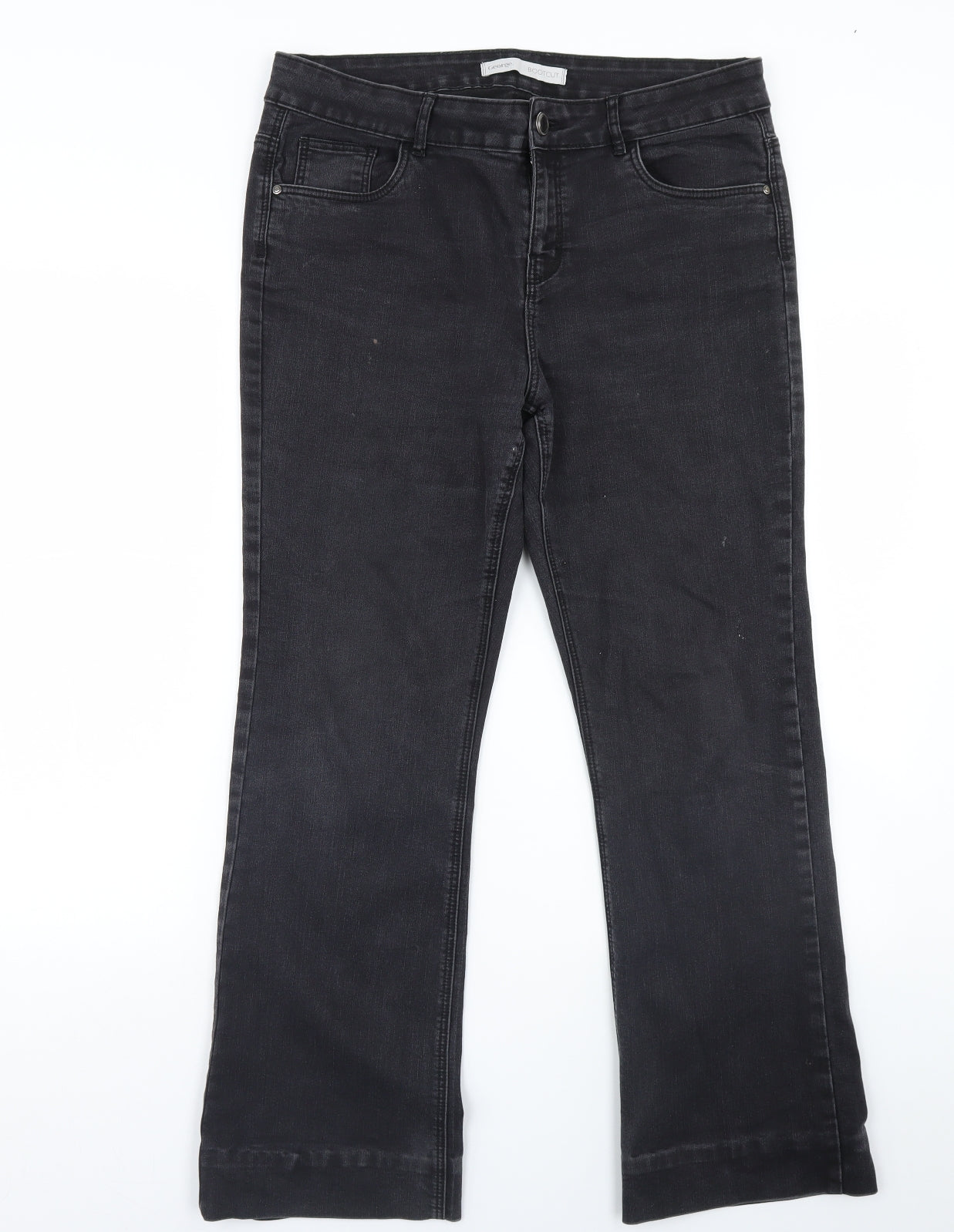 George Womens Black  Denim Bootcut Jeans Size 14 L28 in