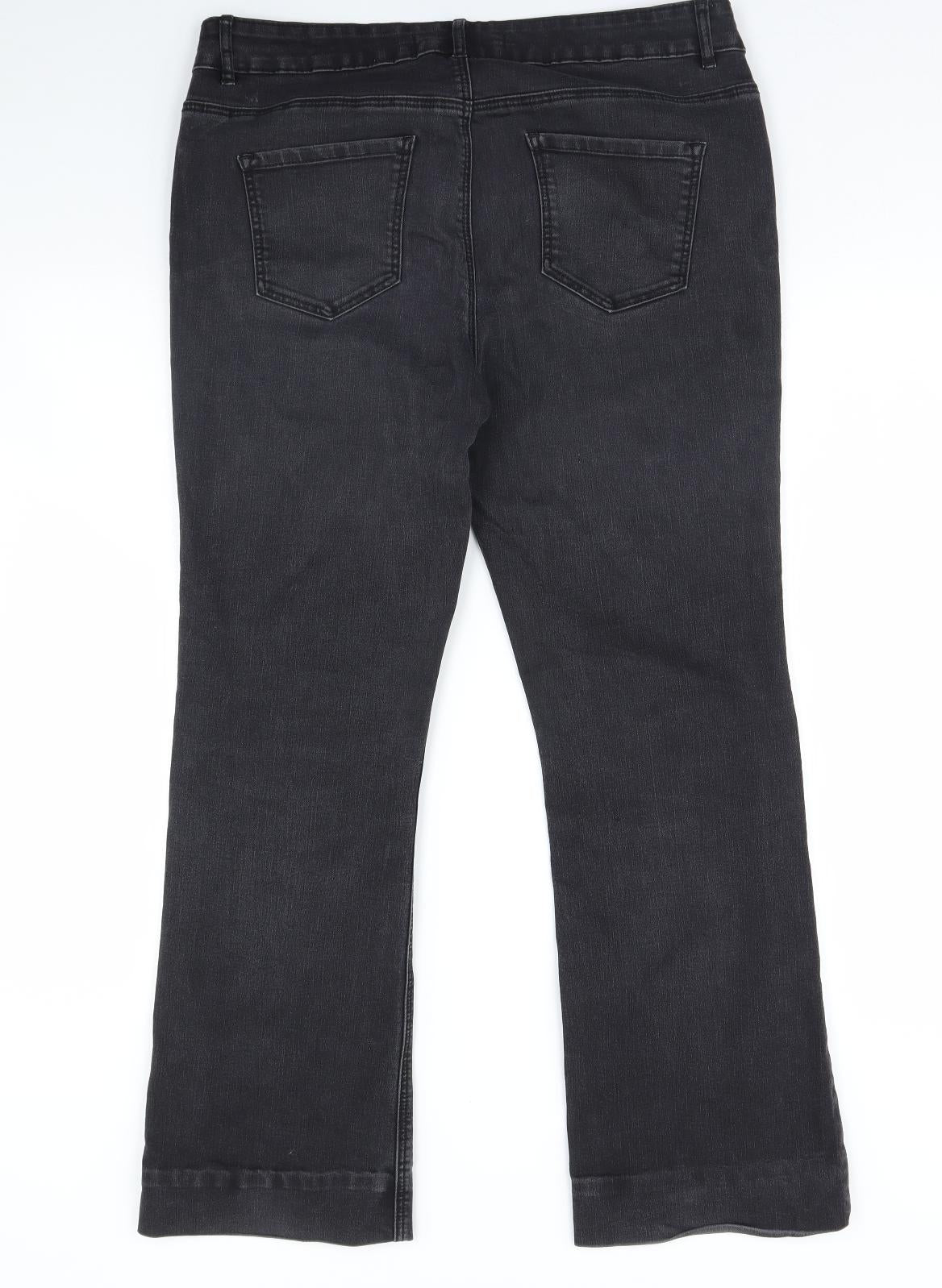 George Womens Black  Denim Bootcut Jeans Size 14 L28 in