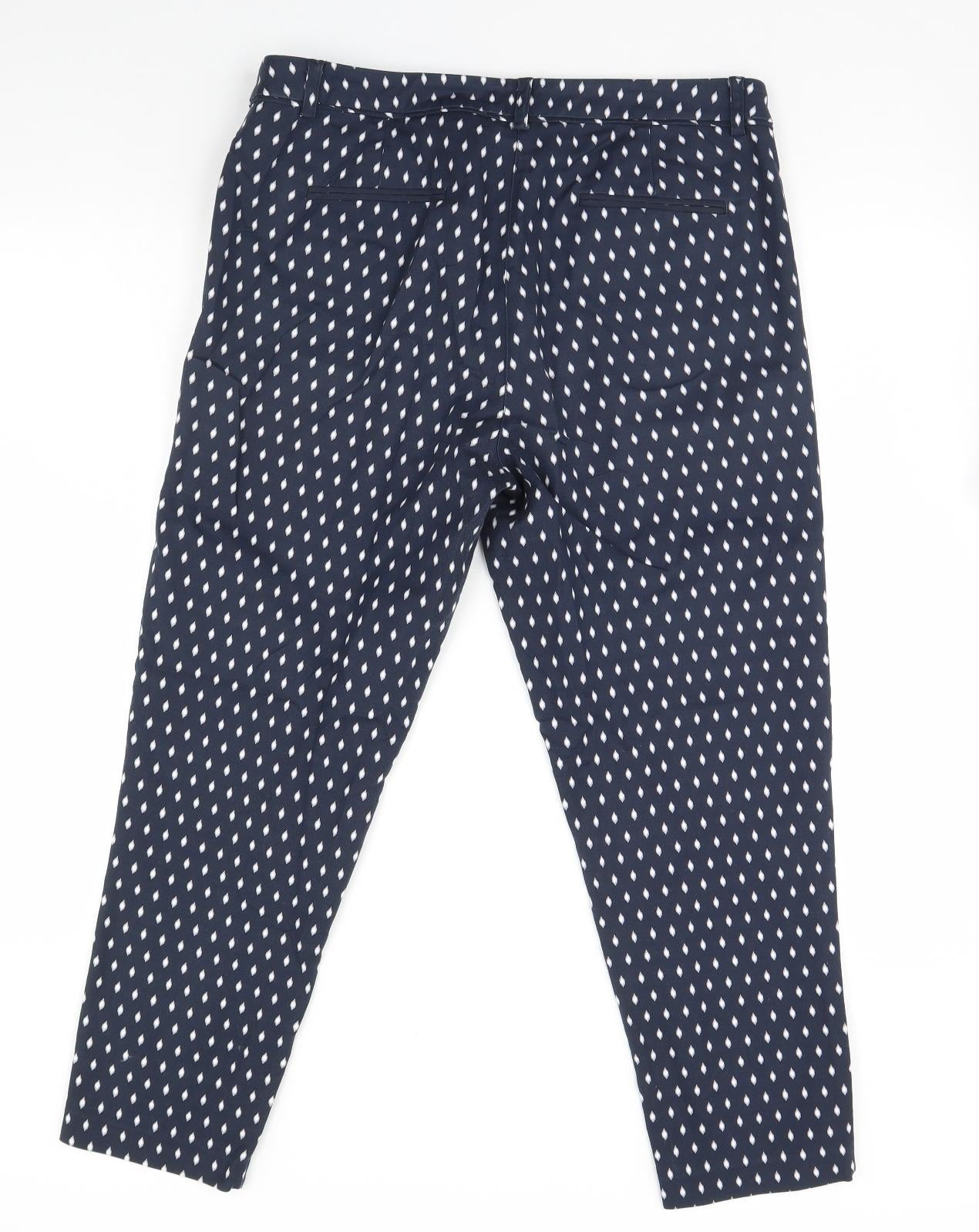 Mini Velvet Womens Blue Geometric  Cropped Trousers Size 14 L25 in
