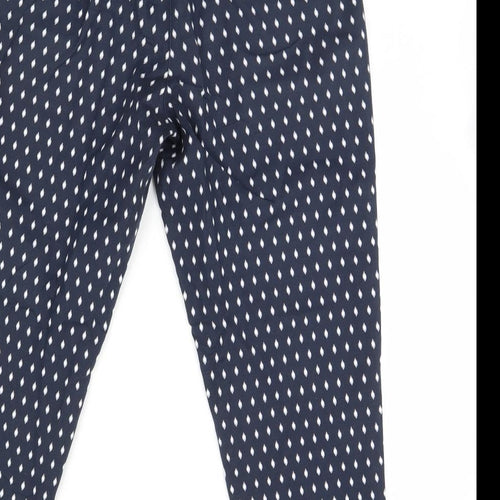 Mini Velvet Womens Blue Geometric  Cropped Trousers Size 14 L25 in