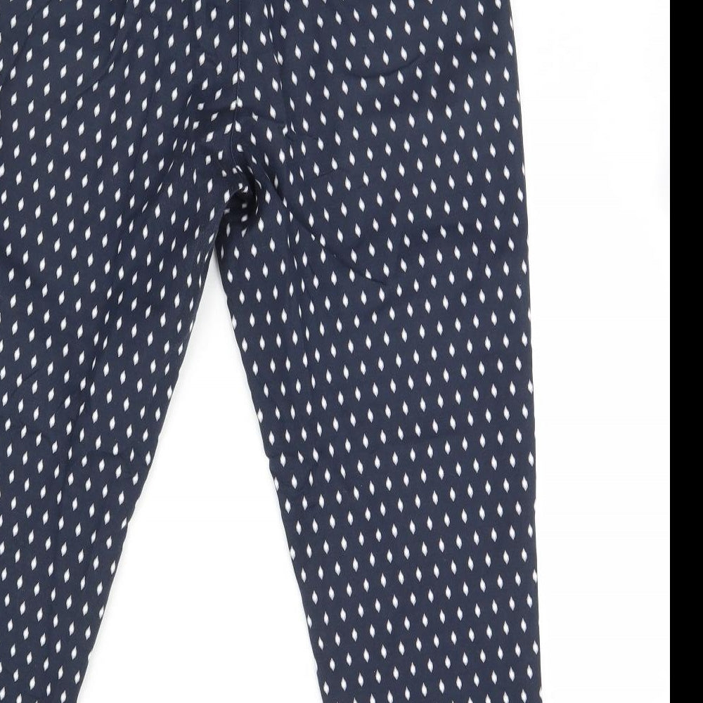 Mini Velvet Womens Blue Geometric  Cropped Trousers Size 14 L25 in