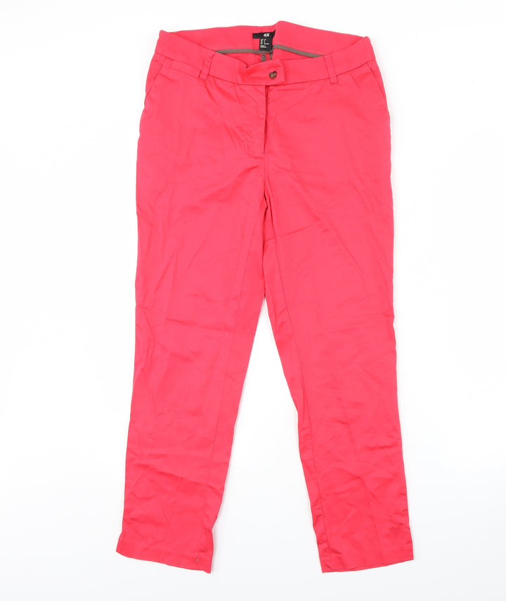 H&M Womens Pink   Cropped Trousers Size 10 L26 in