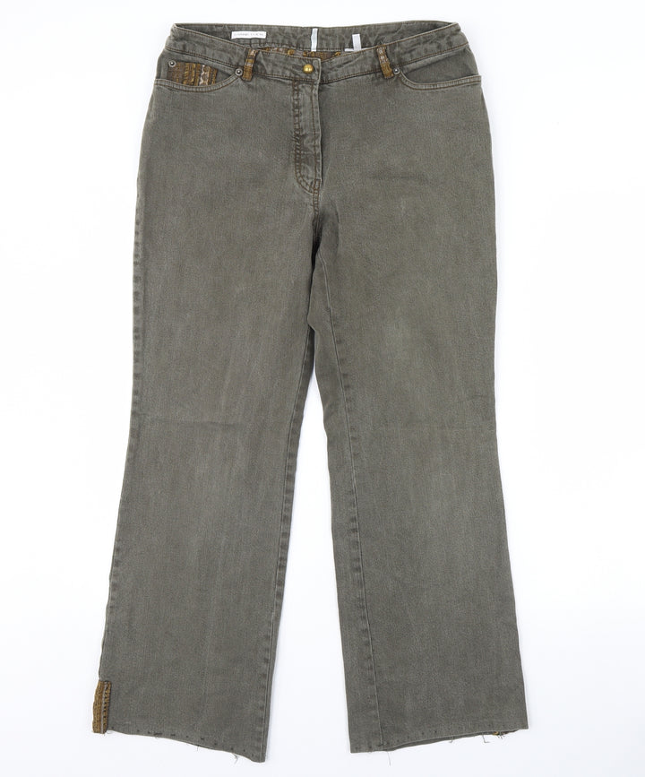 Frank Eden Womens Green   Bootcut Jeans Size 34 in L29 in