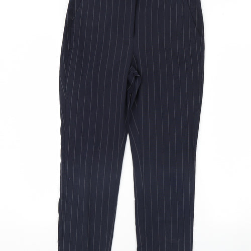 M&S Womens Blue Striped  Trousers  Size 10 L28 in