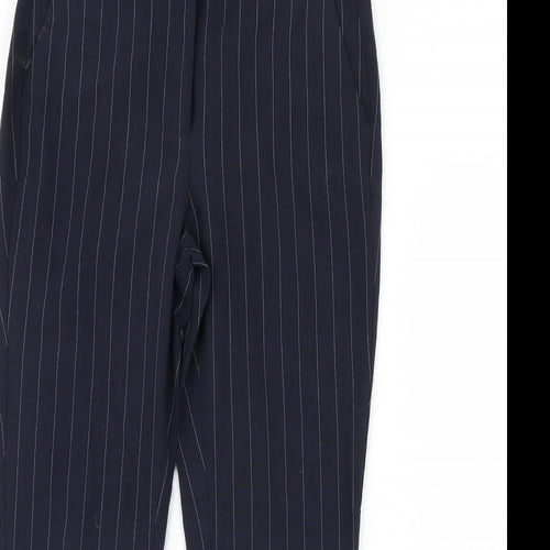 M&S Womens Blue Striped  Trousers  Size 10 L28 in