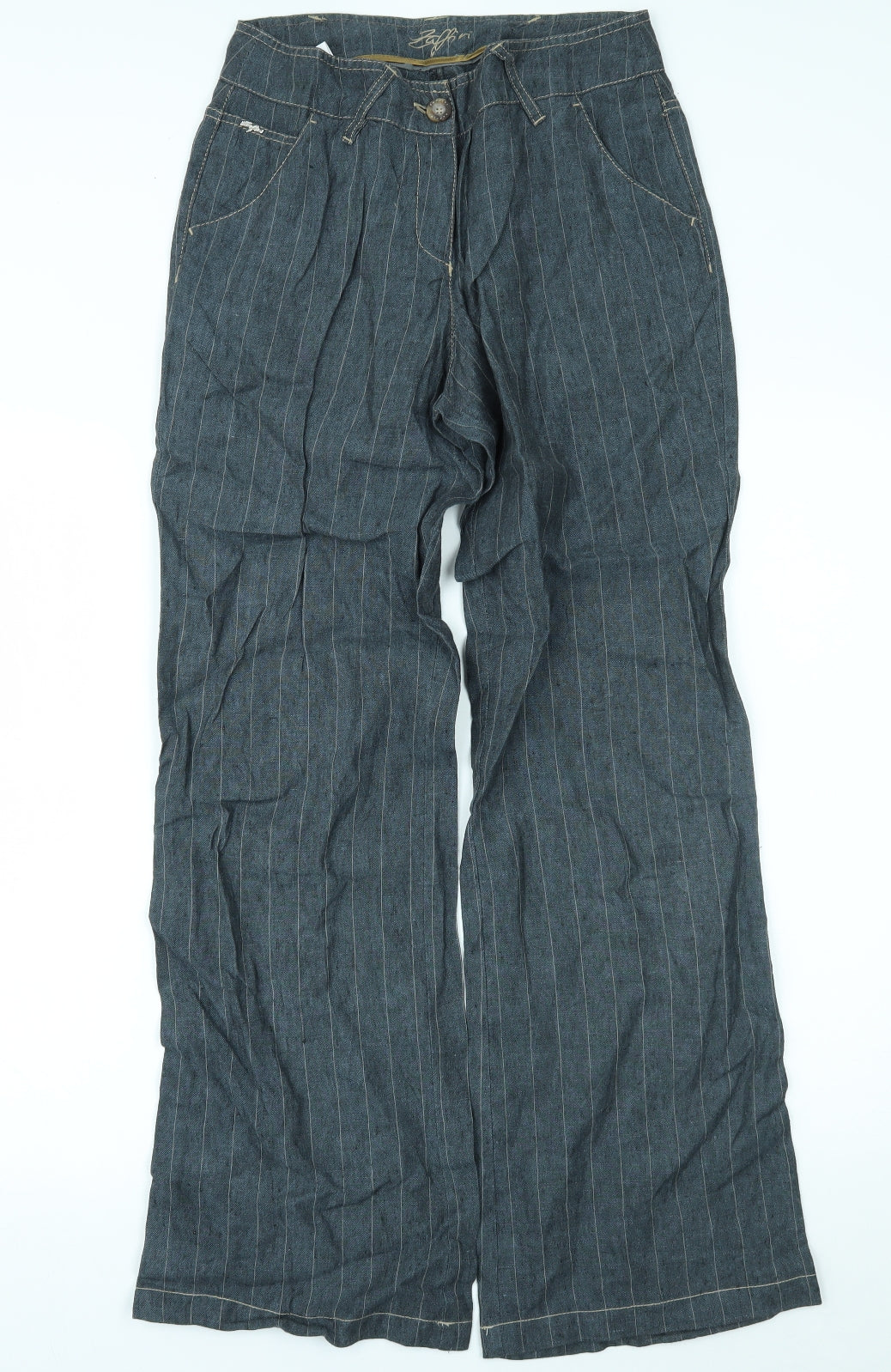 Zaffiri Womens Blue Striped  Trousers  Size 10 L31 in