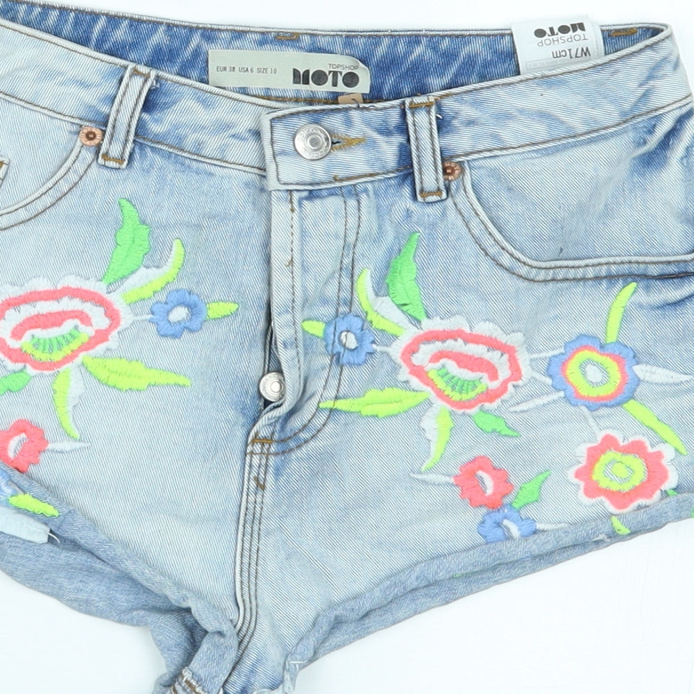 Topshop Womens Blue  Denim Hot Pants Shorts Size 10