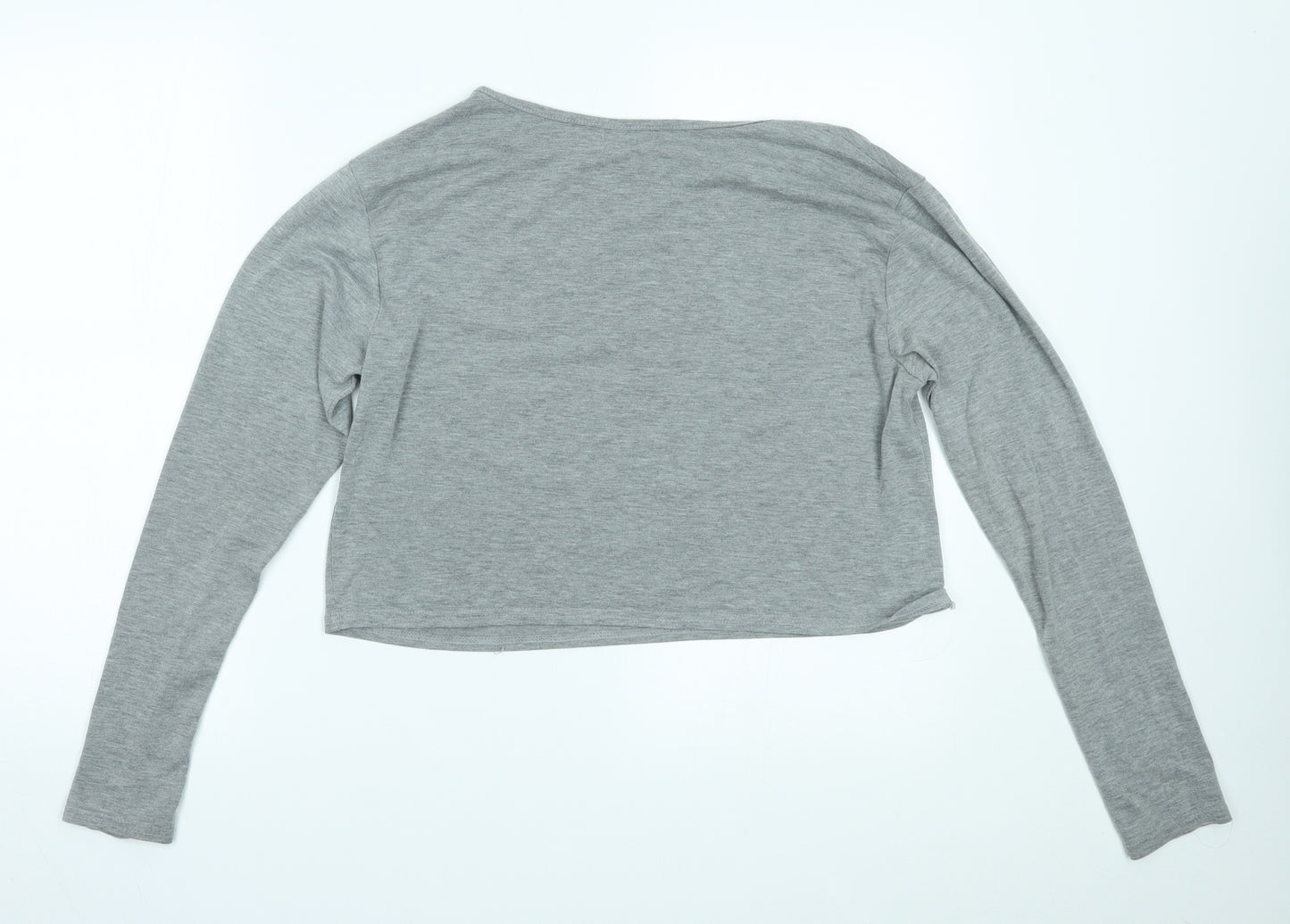 PRETTYLITTLETHING Womens Grey   Cropped T-Shirt Size M