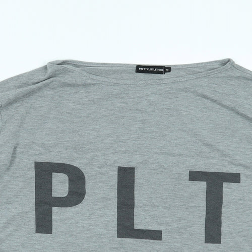 PRETTYLITTLETHING Womens Grey   Cropped T-Shirt Size M