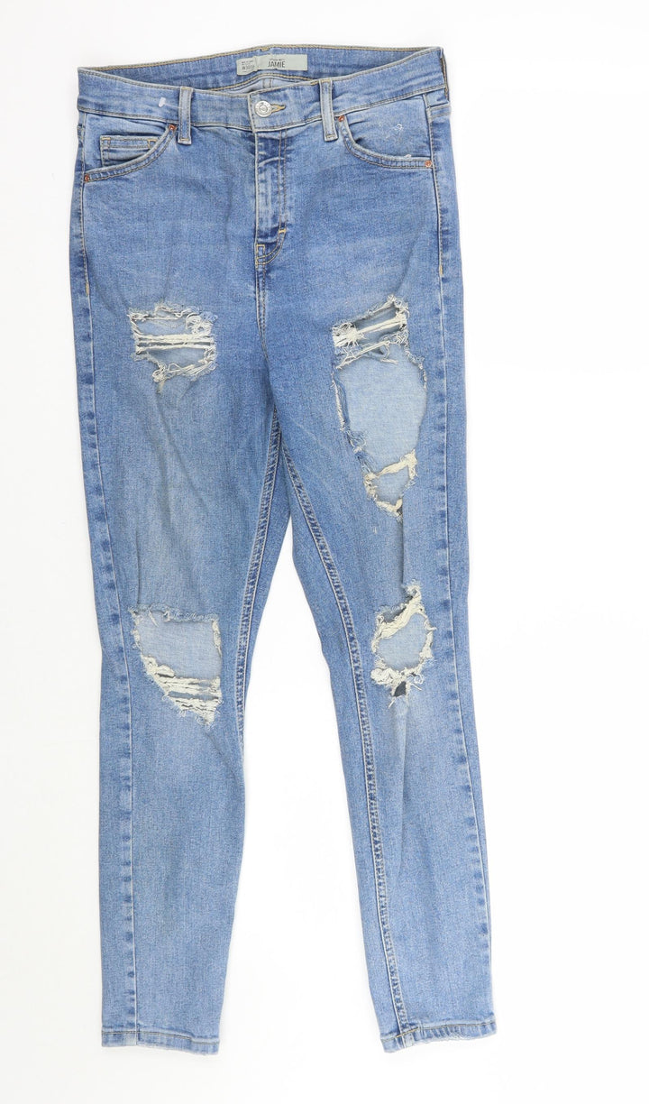 Topshop Womens Blue Skinny Jeans Size 30 L30 in