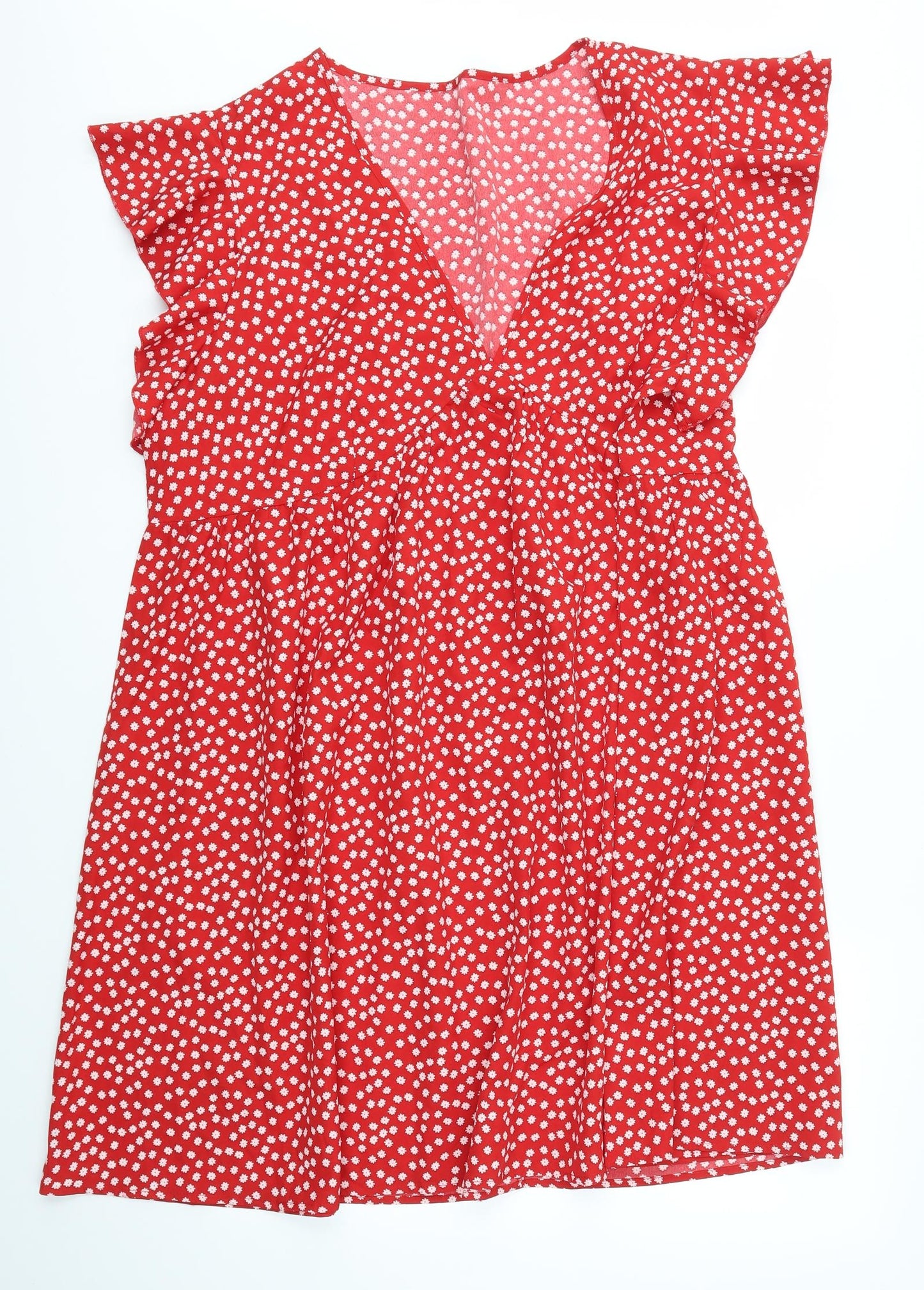 SHEIN Curve Womens Red Floral  A-Line  Size 3XL
