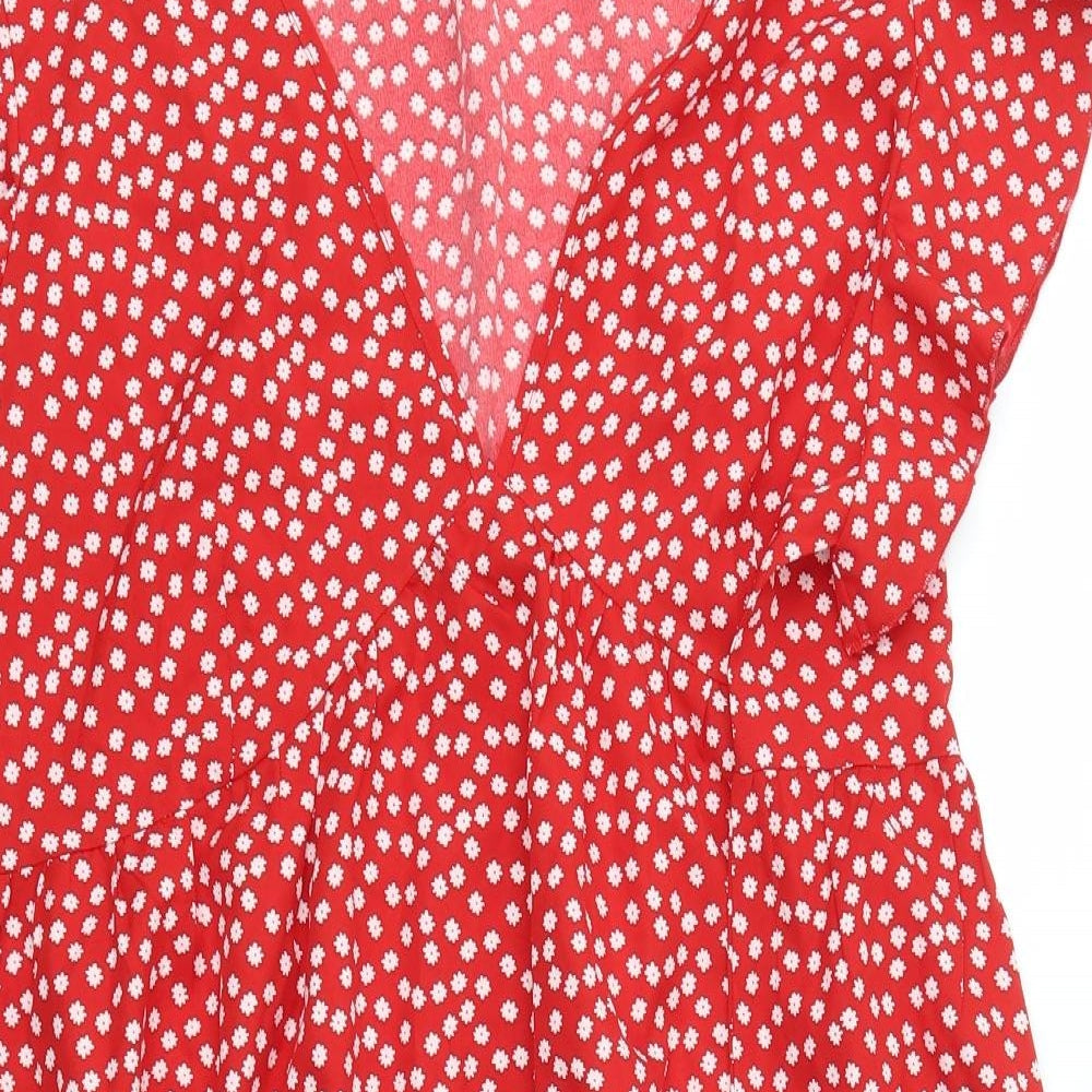 SHEIN Curve Womens Red Floral  A-Line  Size 3XL