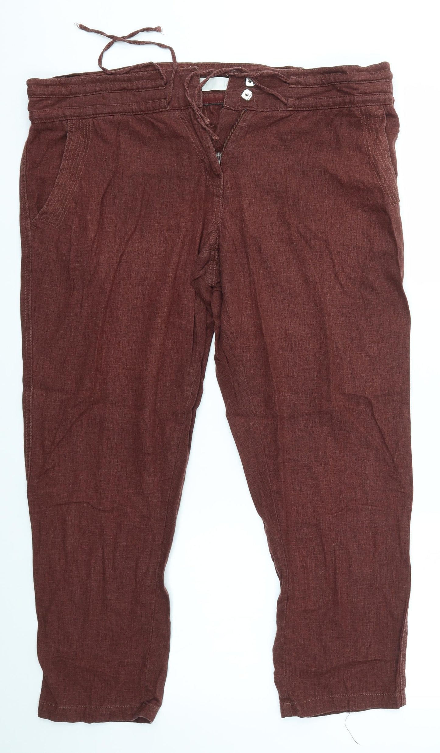 NEXT Womens Red   Cropped Trousers Size 16 L26 in
