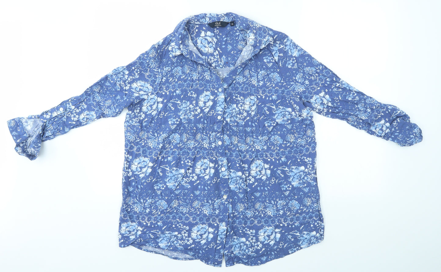 ISLE Womens Blue   Basic Blouse Size 16