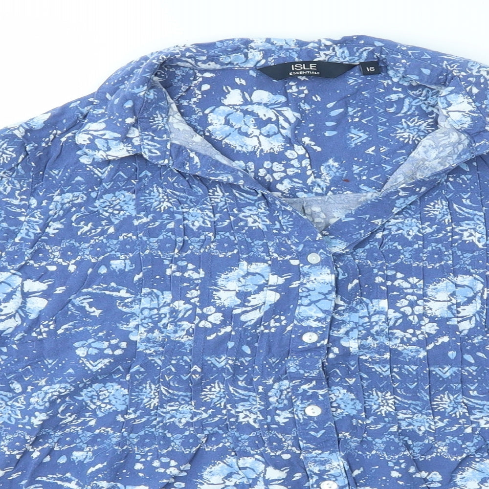 ISLE Womens Blue   Basic Blouse Size 16