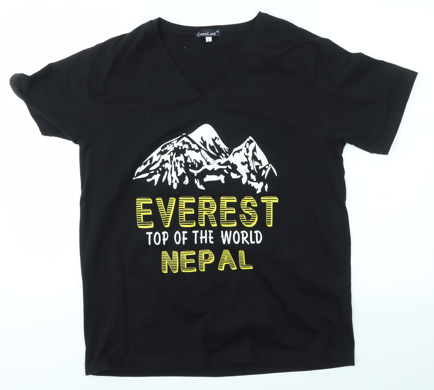 GREENLAND Mens Black    T-Shirt Size L  - EVEREST NEPAL