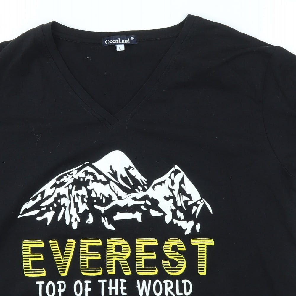 GREENLAND Mens Black    T-Shirt Size L  - EVEREST NEPAL