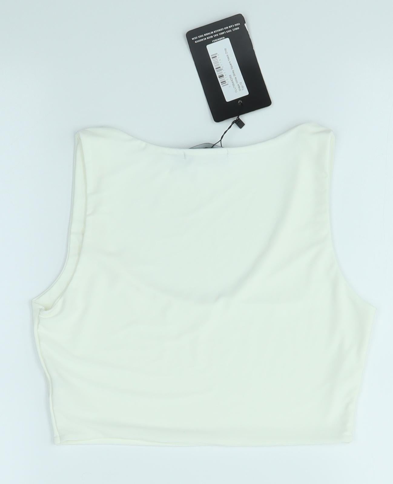 PRETTYLITTLETHING Womens Ivory   Cropped Tank Size 10
