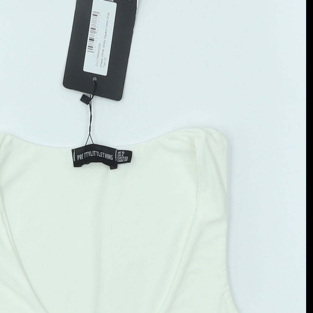 PRETTYLITTLETHING Womens Ivory   Cropped Tank Size 10