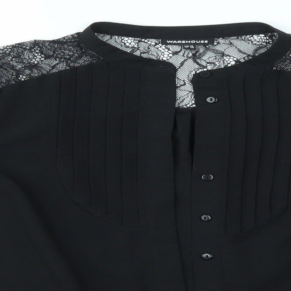 Warehouse Womens Black   Basic Button-Up Size 10