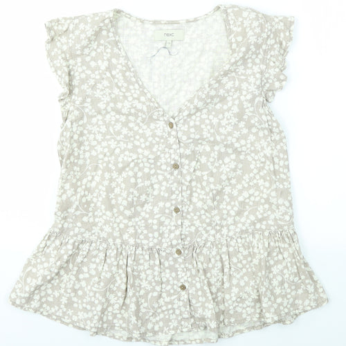 NEXT Womens Brown Floral  Basic Blouse Size 12