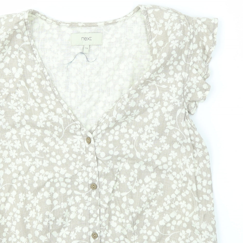 NEXT Womens Brown Floral  Basic Blouse Size 12