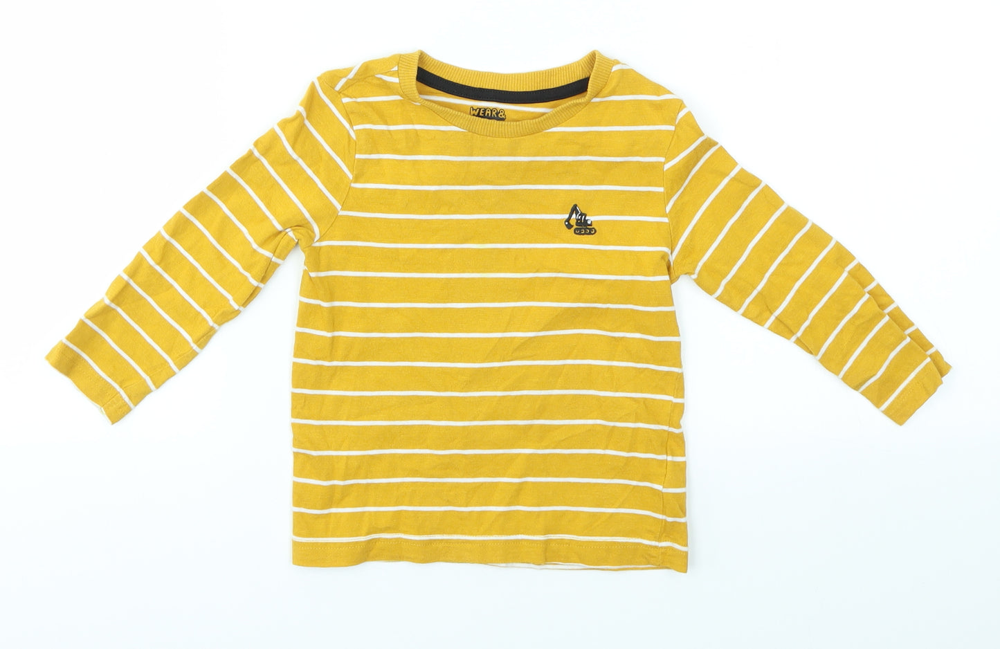 F&F Boys Yellow Striped  Basic T-Shirt Size 3-4 Years