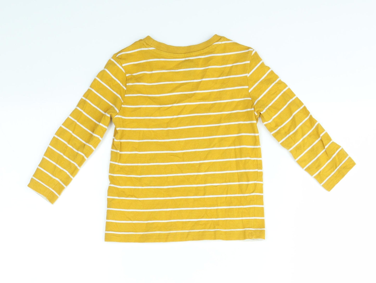F&F Boys Yellow Striped  Basic T-Shirt Size 3-4 Years