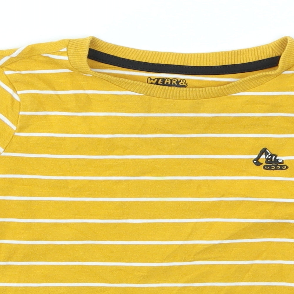 F&F Boys Yellow Striped  Basic T-Shirt Size 3-4 Years