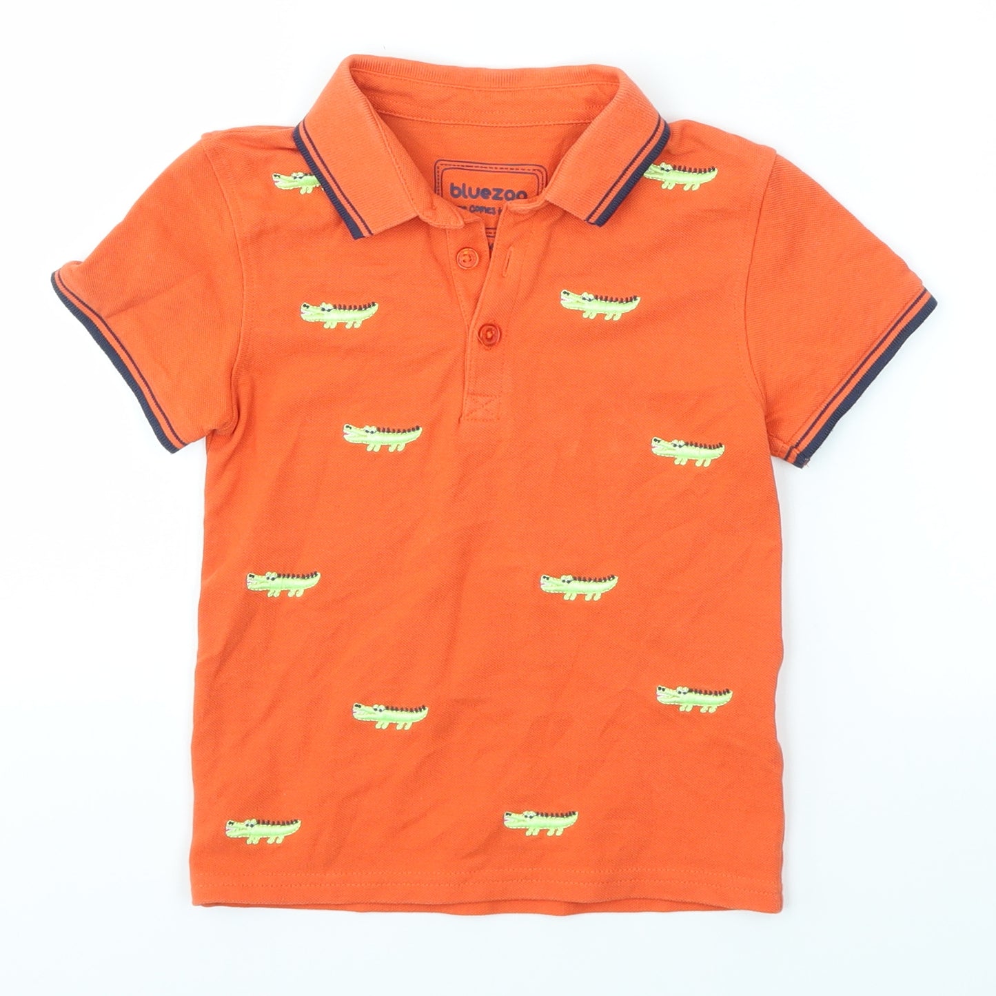 Blue Zoo Boys Orange   Basic Polo Size 3-4 Years  - DINOSAUR