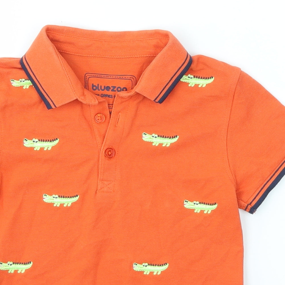 Blue Zoo Boys Orange   Basic Polo Size 3-4 Years  - DINOSAUR