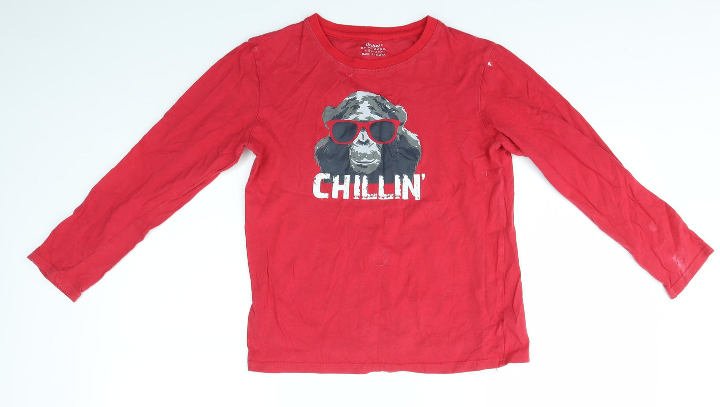 Primark Boys Red   Basic T-Shirt Size 11-12 Years  - MONKEY
