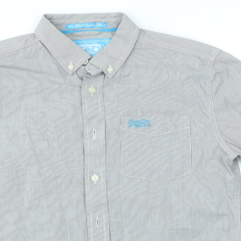Superdry Mens Grey    Button-Up Size M
