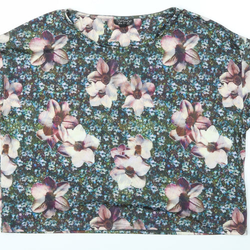Topshop Womens Multicoloured Floral  Basic T-Shirt Size 6