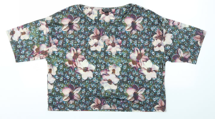 Topshop Womens Multicoloured Floral  Basic T-Shirt Size 6