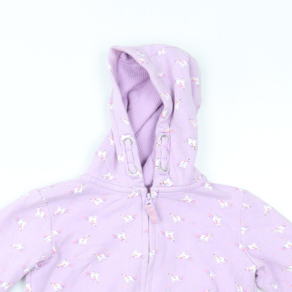 NEXT Girls Purple   Full Zip Hoodie Size 4-5 Years  - unicorns