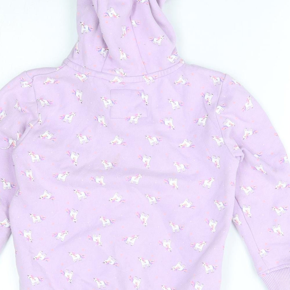 NEXT Girls Purple   Full Zip Hoodie Size 4-5 Years  - unicorns