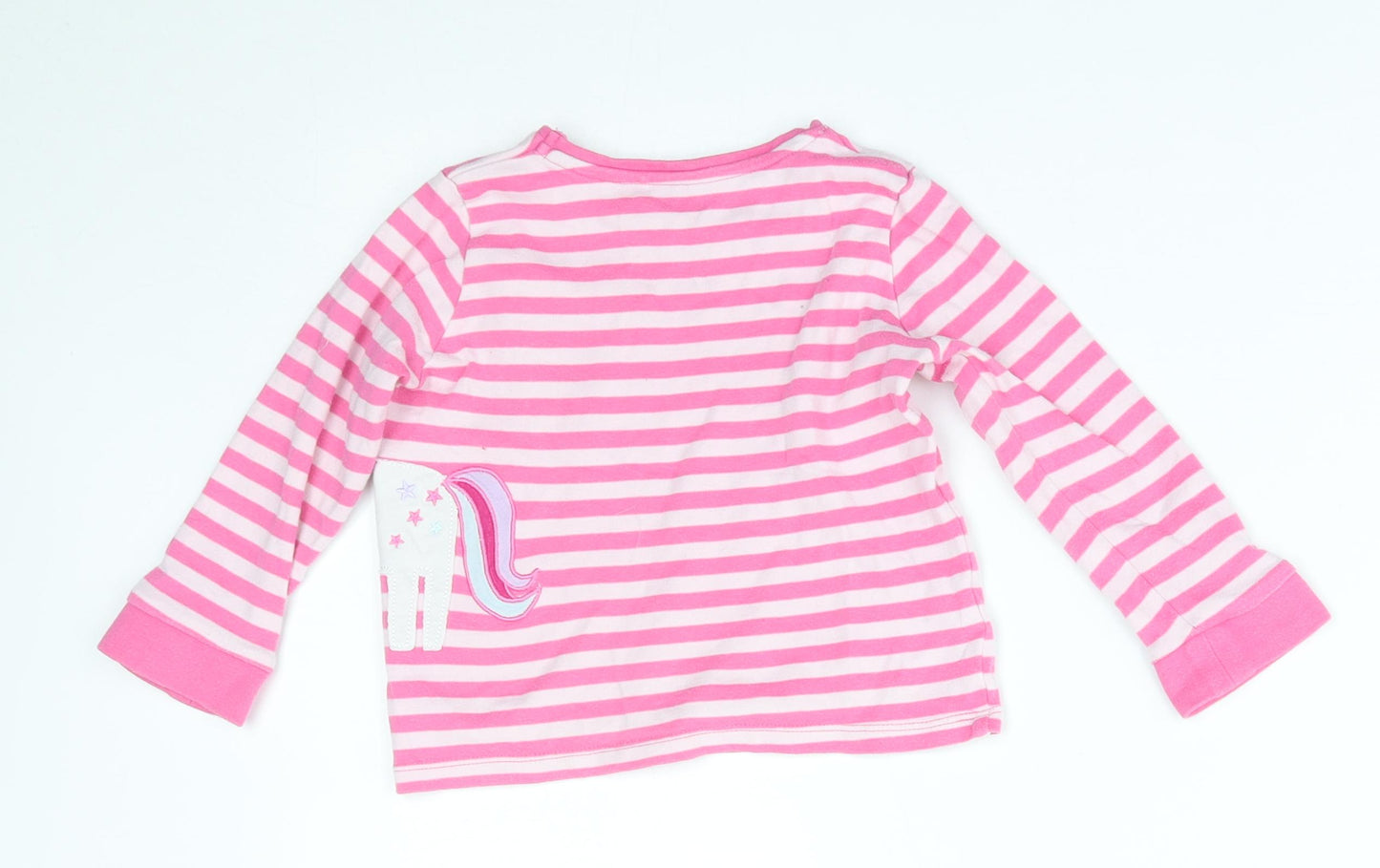 Miniclub Girls Pink Striped  Basic T-Shirt Size 18-24 Months  - unicorn