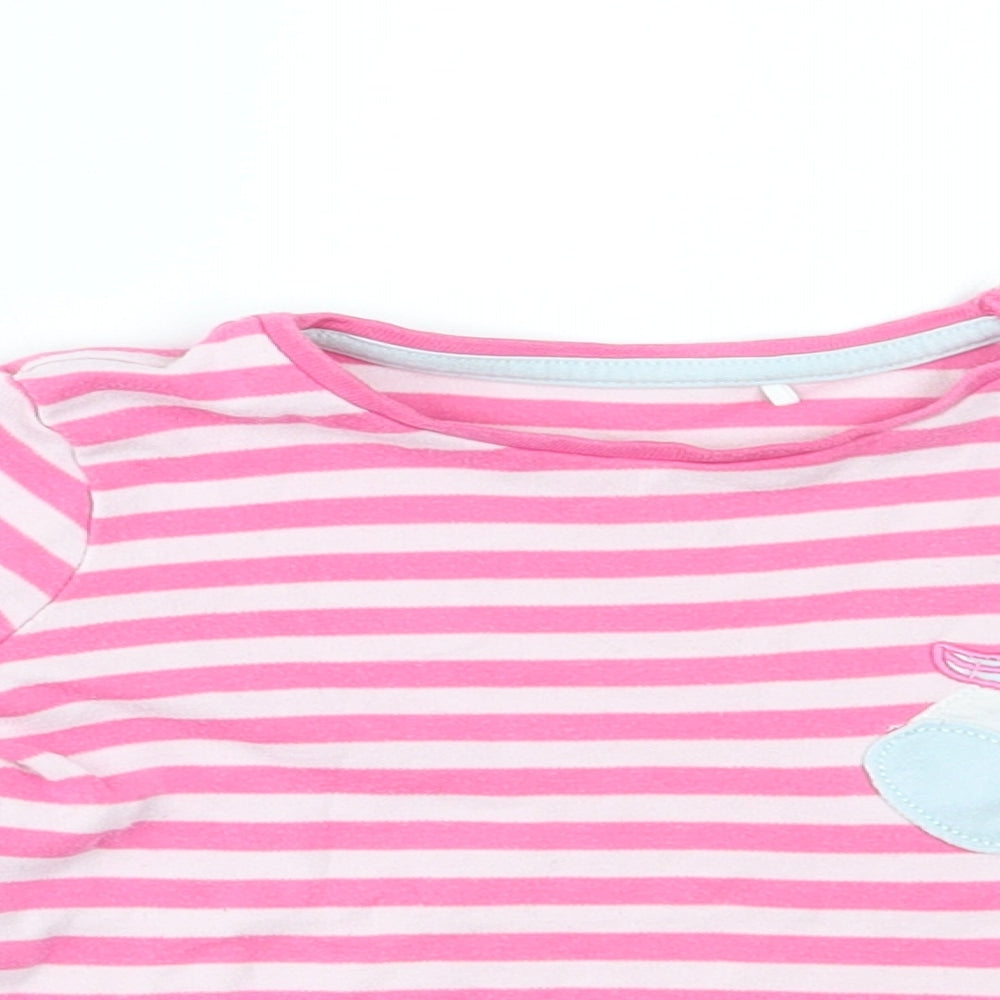 Miniclub Girls Pink Striped  Basic T-Shirt Size 18-24 Months  - unicorn