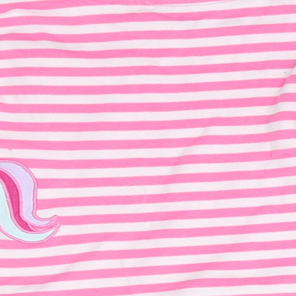 Miniclub Girls Pink Striped  Basic T-Shirt Size 18-24 Months  - unicorn