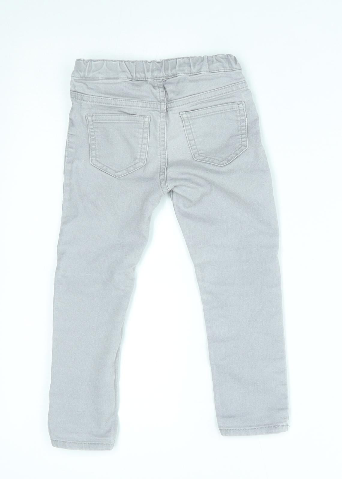 H&M Girls Grey    Trousers Size 2-3 Years - cat on knees