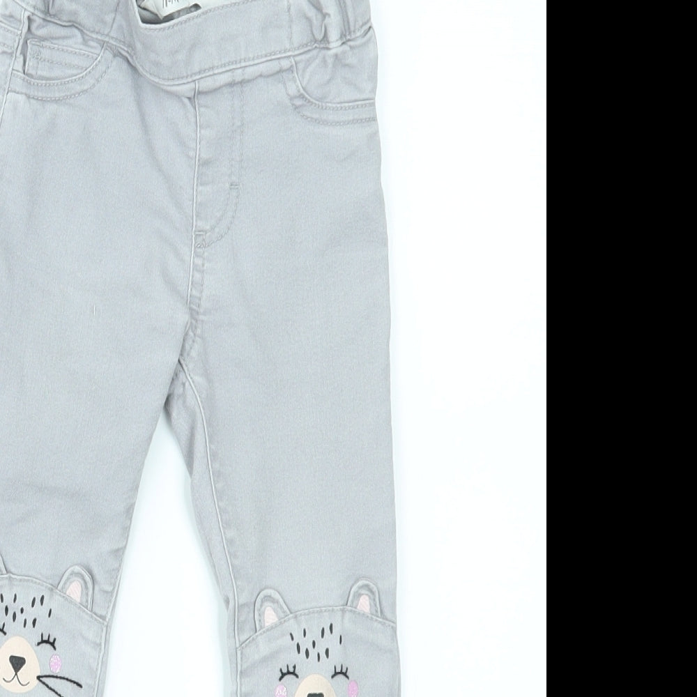 H&M Girls Grey    Trousers Size 2-3 Years - cat on knees