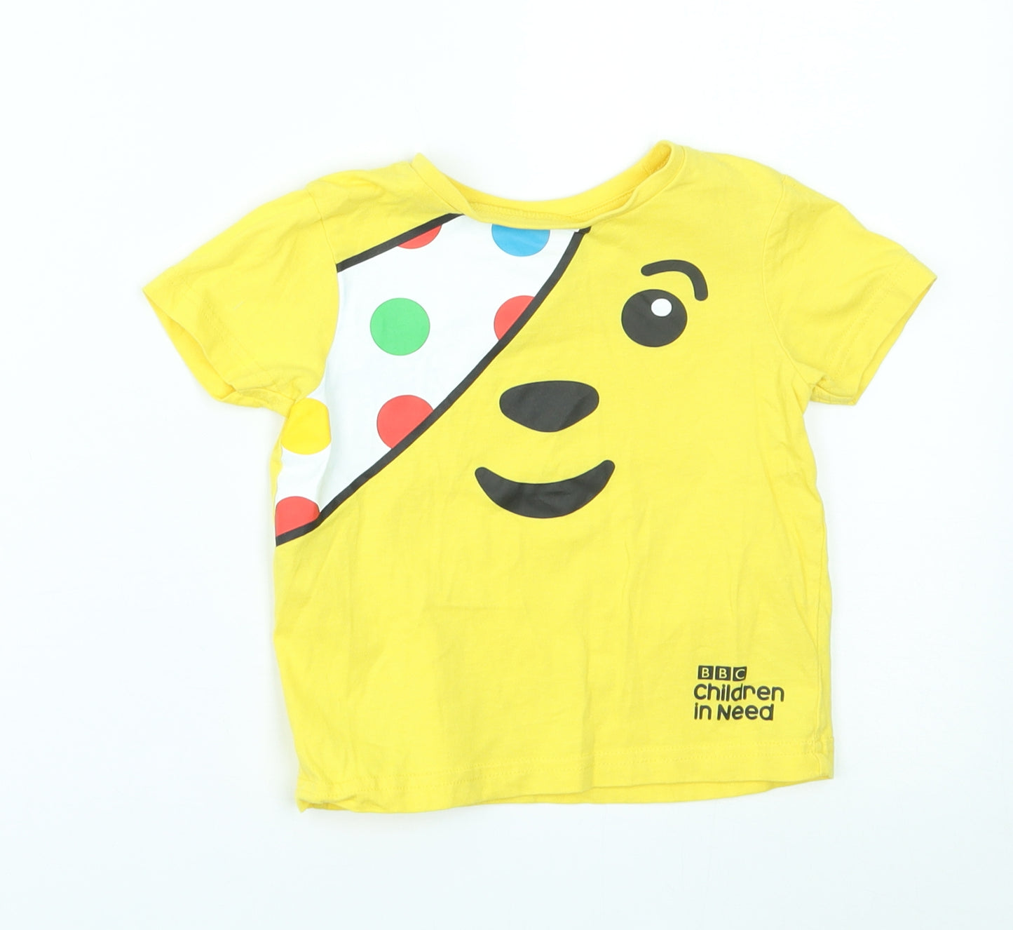 George Baby Yellow   Basic T-Shirt Size 18-24 Months  - Children in need Pudsey