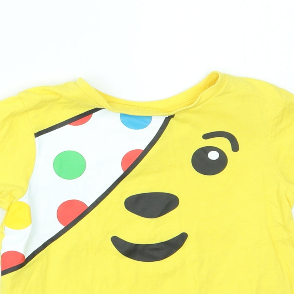 George Baby Yellow   Basic T-Shirt Size 18-24 Months  - Children in need Pudsey