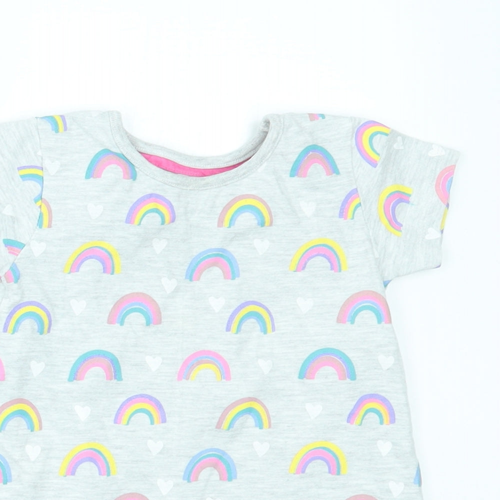 luillaby Baby Grey    Pyjama Top Size 18-24 Months  - rainbows