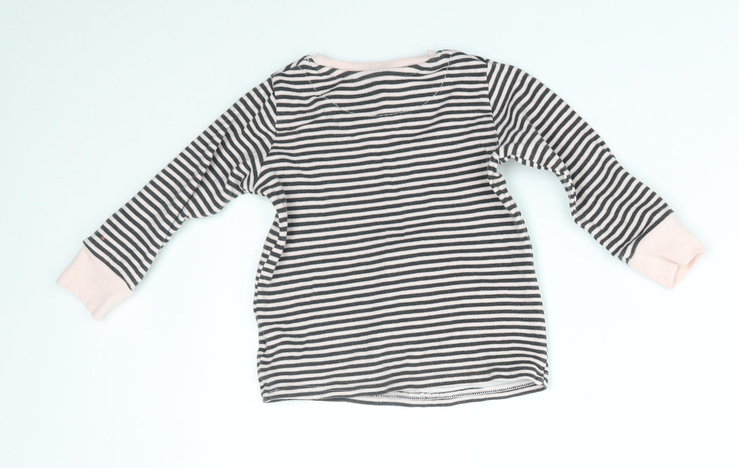 NEXT Girls Pink Striped   Pyjama Top Size 18-24 Months  - panda