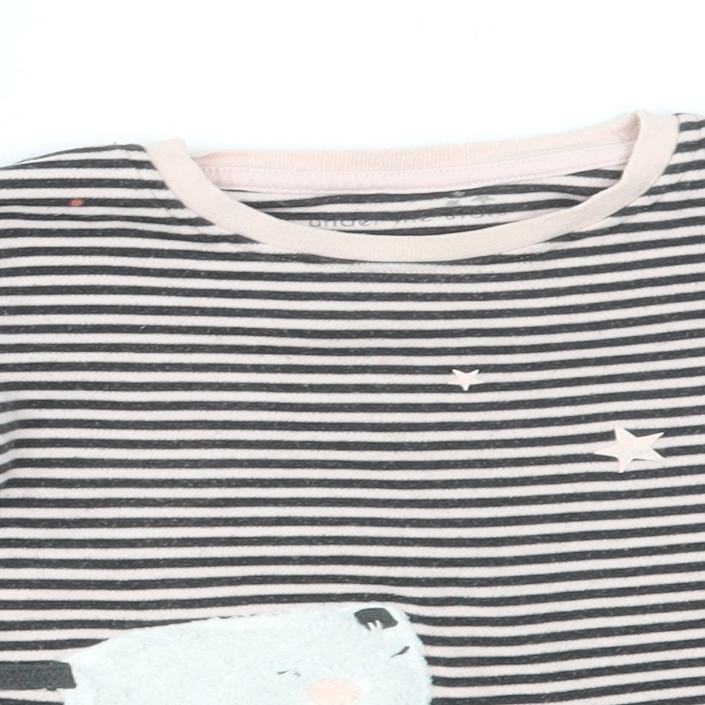 NEXT Girls Pink Striped   Pyjama Top Size 18-24 Months  - panda