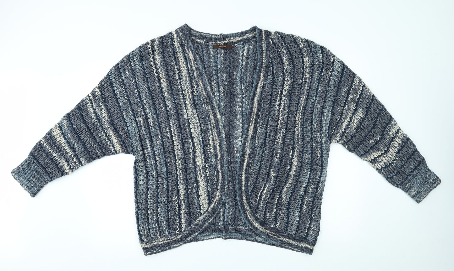 Savoir Womens Blue Striped  Cardigan Jumper Size 20